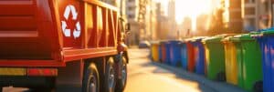 Commercial waste bins and refuse lorry