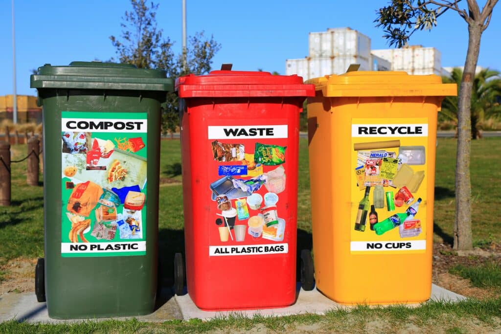 Selection of waste and recycling bins