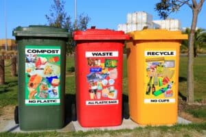 Selection of waste and recycling bins