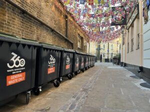 Row of retail commercial waste bins
